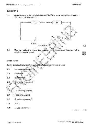 Communication Electronics N5 April 2014: Electronics question paper, first page of questions