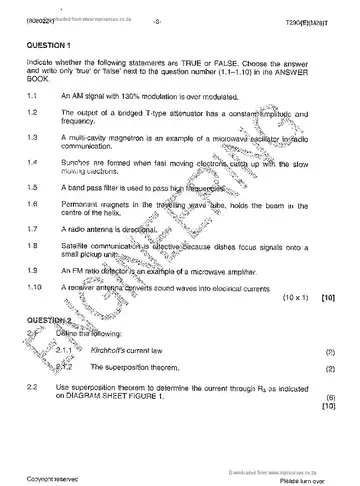 Communication Electronics N5 March 2014: Electronics question paper, first page of questions