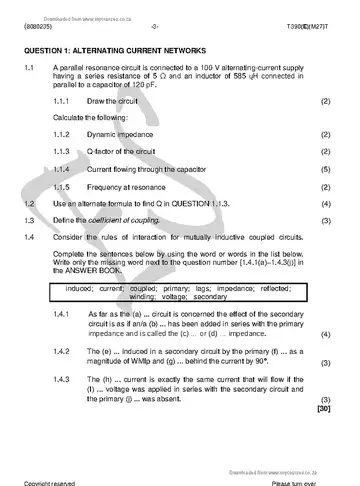 Communication Electronics N5 April 2018: Electronics question paper, first page of questions