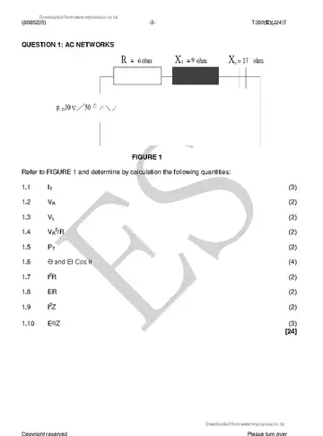 Communication Electronics N5 August 2018: Electronics question paper, first page of questions