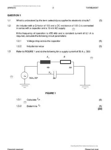 Communication Electronics N5 April 2019: Electronics question paper, first page of questions