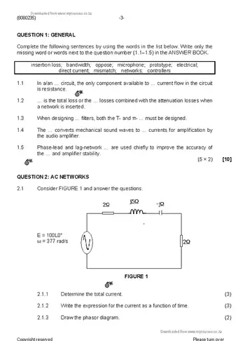 Communication Electronics N5 August 2019: Electronics question paper, first page of questions