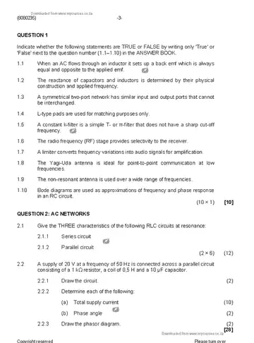 Communication Electronics N5 April 2020: Electronics question paper, first page of questions