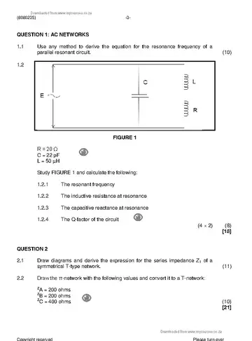 Communication Electronics N5 April 2021: Electronics question paper, first page of questions