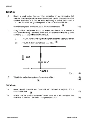 Communication Electronics N6 August 2021: Electronics question paper, first page of questions