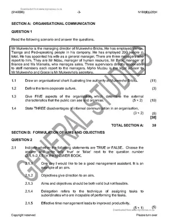 Communication N5 June 2016 Paper 2 question paper, first page of questions