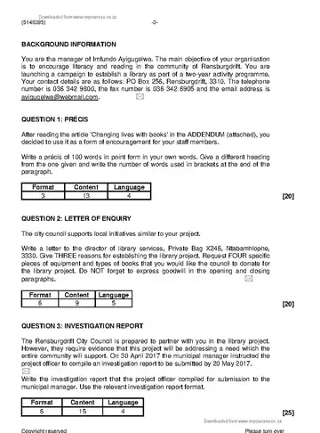 Communication N5 June 2019 Paper 1 question paper, first page of questions