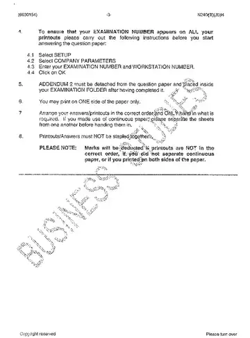 Computerised Financial Systems N4 June 2014 question paper, first page of questions