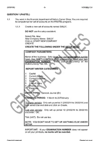 Computerised Financial Systems N6 June 2016 question paper, first page of questions