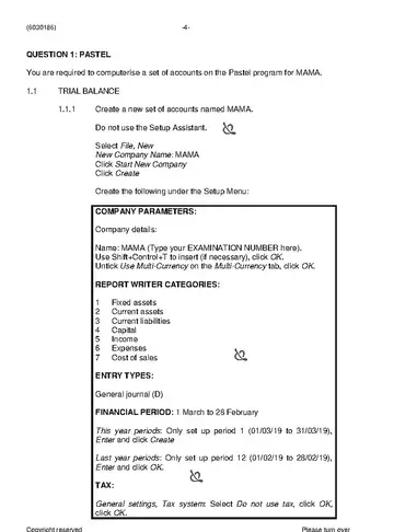 Computerised Financial Systems N6 November 2020 question paper, first page of questions