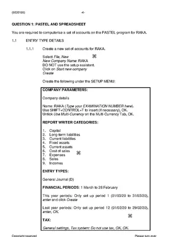 Computerised Financial Systems N6 November 2021 question paper, first page of questions