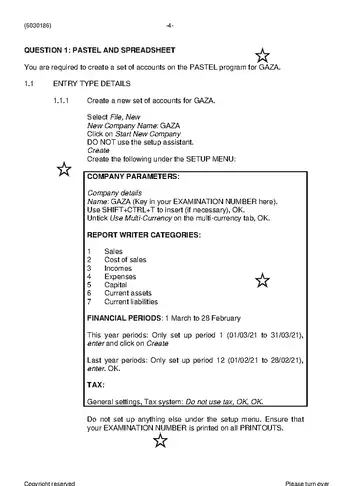 Computerised Financial Systems N6 November 2022 question paper, first page of questions