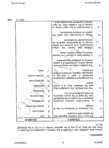 Control Systems N6 July 2014 question paper, first page of questions