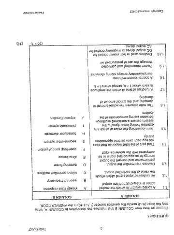 Control Systems N6 November 2014 question paper, first page of questions