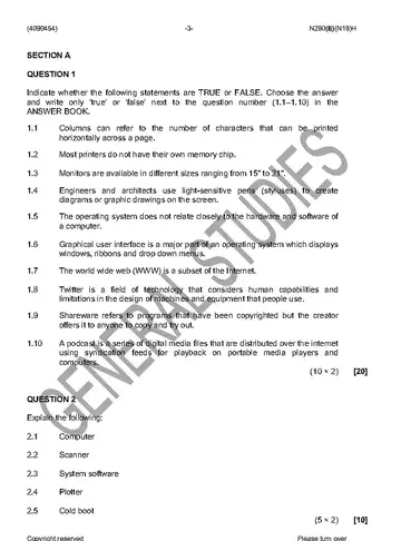 Data Management Farming N4 November 2016 question paper, first page of questions