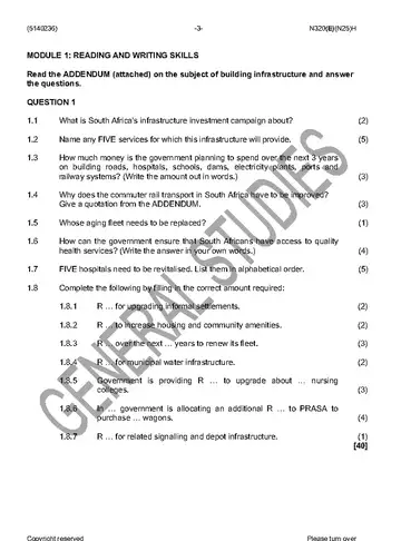 Day Care Communication N6 November 2016 question paper, first page of questions