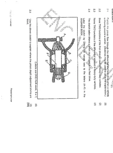 Diesel Trade Theory N2 November 2014 question paper, first page of questions