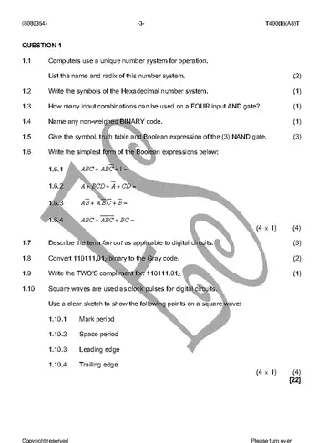 Digital Electronics N4 April 2016: Digital Electronics question paper, first page of questions