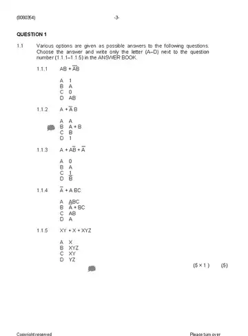 Digital Electronics N4 August 2019: Digital Electronics question paper, first page of questions
