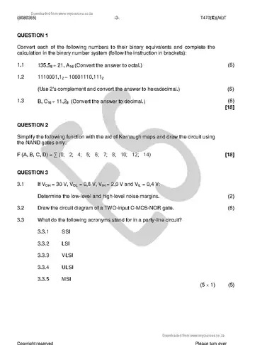 Digital Electronics N5 April 2018: Digital Electronics question paper, first page of questions
