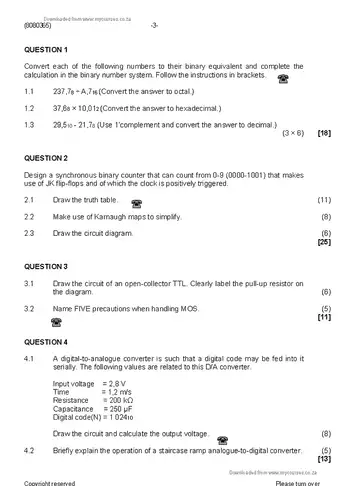 Digital Electronics N5 August 2019: Digital Electronics question paper, first page of questions