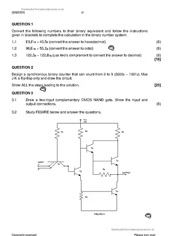 Digital Electronics N5 November 2020: Digital Electronics question paper, first page of questions