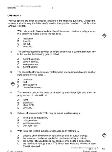 Digital Electronics N5 December 2023: Digital Electronics question paper, first page of questions