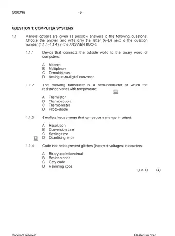 Digital Electronics N6 August 2019: Digital Electronics question paper, first page of questions