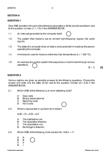 Digital Electronics N6 November 2022: Digital Electronics question paper, first page of questions