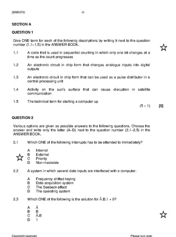 Digital Electronics N6 November 2023: Digital Electronics question paper, first page of questions