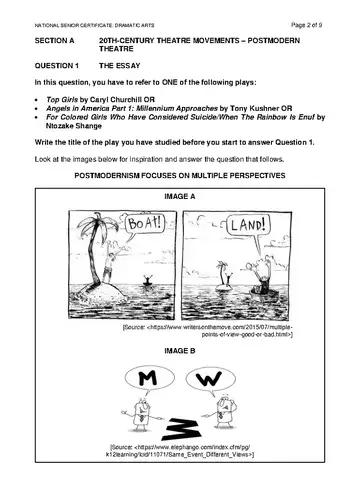 IEB Dramatic Arts Grade 12 November 2024 (IEB) question paper, first page of questions