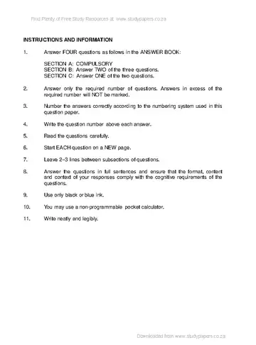 Economics Grade 12 Feb/March Supplementary 2017 Paper 1 (National DBE) question paper, first page of questions