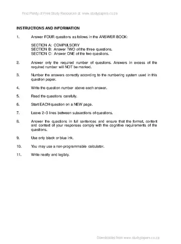 Economics Grade 12 Feb/March Supplementary 2017 Paper 2 (National DBE) question paper, first page of questions