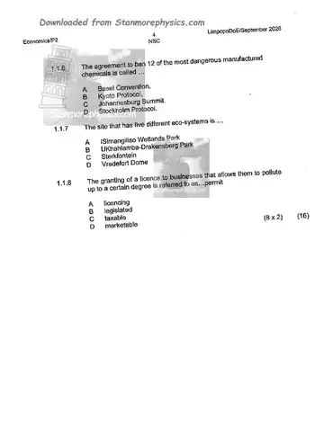 Economics Grade 12 September Trial 2026 Paper 2 (Limpopo) question paper, first page of questions