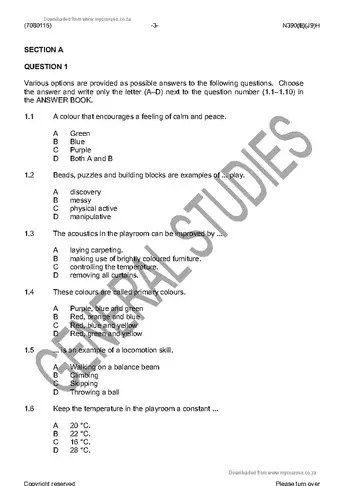 Educare Didactics Theory and Practical N5 June 2016 question paper, first page of questions