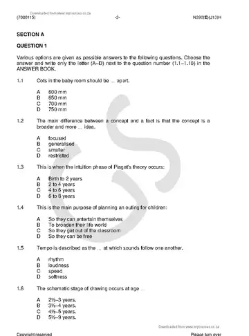Educare Didactics Theory and Practical N5 June 2018 question paper, first page of questions