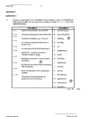 Educational Psychology N5 November 2020 question paper, first page of questions