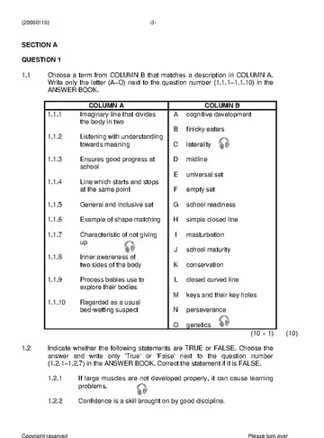 Educational Psychology N6 November 2019 question paper, first page of questions