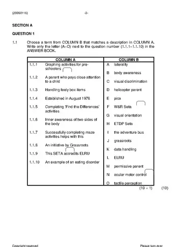Educational Psychology N6 November 2022 question paper, first page of questions