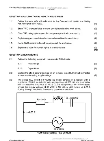 Electrical Technology Grade 12 May/June 2021: Electronics question paper, first page of questions