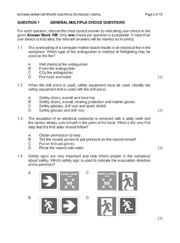 IEB Electrical Technology Grade 12 November 2021 Paper 2: Digital Electronics (IEB) question paper, first page of questions