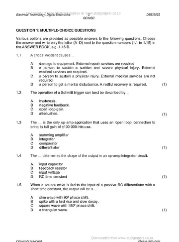 Electrical Technology Grade 12 May/June 2023: Digital Electronics question paper, first page of questions