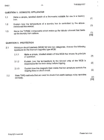 Electrical Trade Theory N3 April 2013 question paper, first page of questions