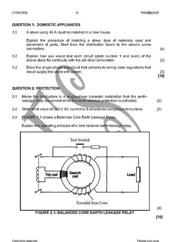 Electrical Trade Theory N3 April 2016 question paper, first page of questions