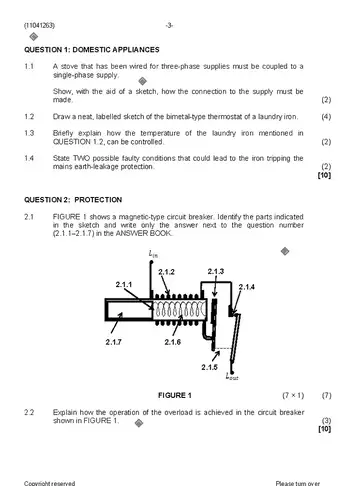 Electrical Trade Theory N3 August 2019 question paper, first page of questions