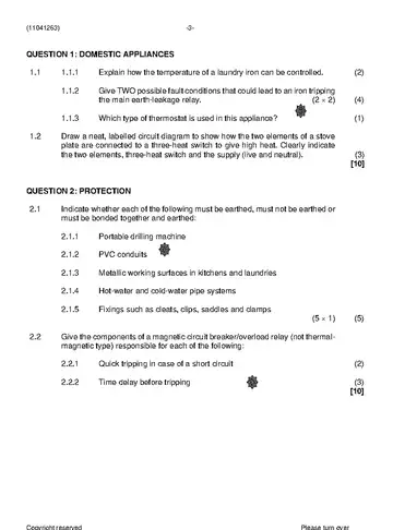 Electrical Trade Theory N3 April 2021 question paper, first page of questions