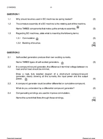 Electrotechnology N3 August 2021 question paper, first page of questions