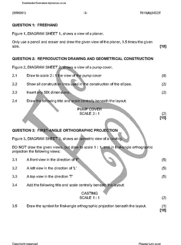 Engineering Drawing N1 April 2016 question paper, first page of questions