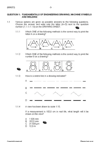 Engineering Drawing N2 April 2020 question paper, first page of questions