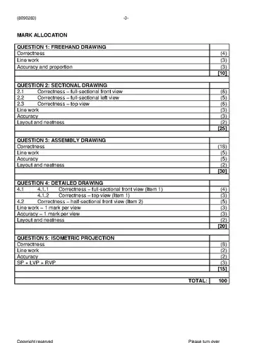 Engineering Drawing N3 November 2020 question paper, first page of questions
